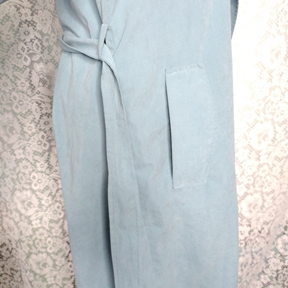 Vero Moda 3/4 length lightweight lined Coat light blue belted waist size L NWOT - Picture 3 of 12